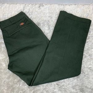Dickies Dark Green Flat Front Pants Workwear Sz 32 x 30